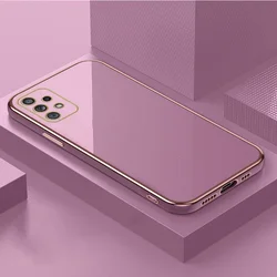 Elegant Plating Silicone Square Phone Case - Soft Cover for Reno 4 Lite (Purple)