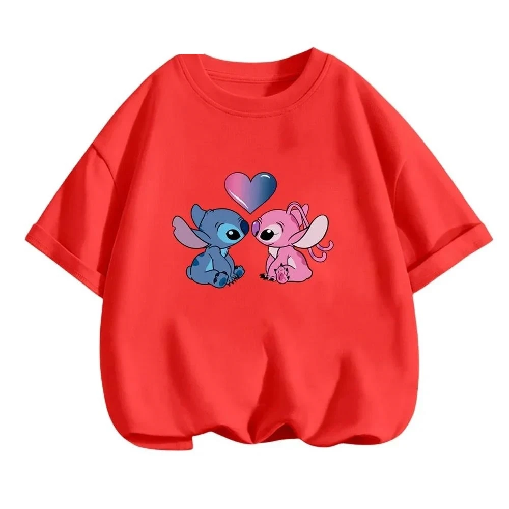 thumbnail image 1 of Camiseta de verano con estampado 3D de Lilo & Stitch de Disney para niña bonita, camiseta de manga corta con cuello redondo, ropa informal de moda para niña, mono de camión, 1 of 5
