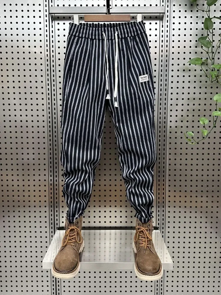 

Striped Jogger Sweatpants Men Harajuku Hip Hop Streetwear Popular Unique Harem Pants High Quality Brand Contrast Trousers Z71