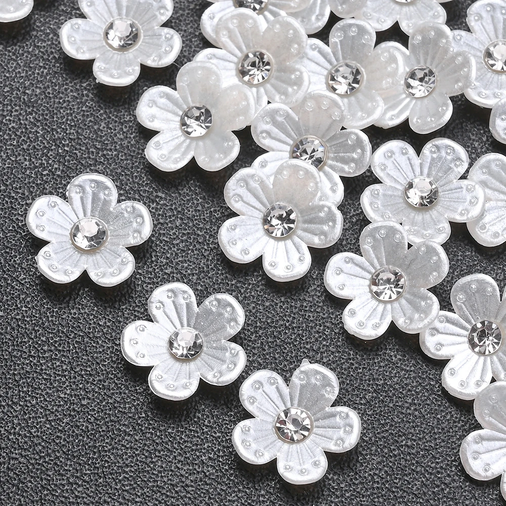 30 Stück 11 mm weiße Imitationsperlen mit Strass, ohne Loch, zum Basteln von Schmuck, DIY, Kleidungsdekoration, Scrapbooking, Blumenhandwerk