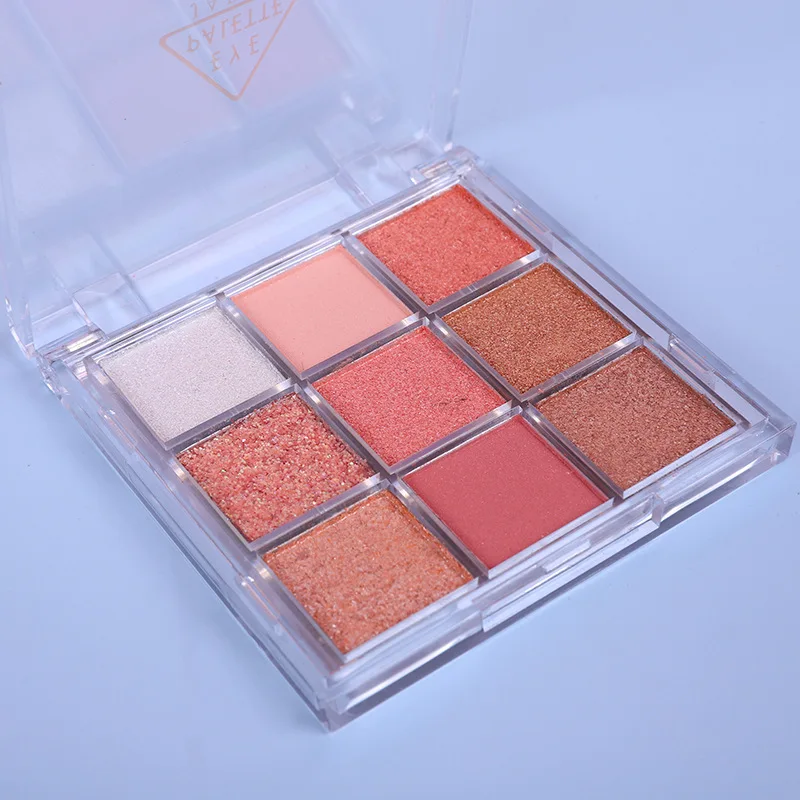Snow Sequin 9-Color Eye Shadow Palette Glitter Snowflake Diamond Pink Eye Shadow Korean Charming Contour Eyes Make Up Palette 5