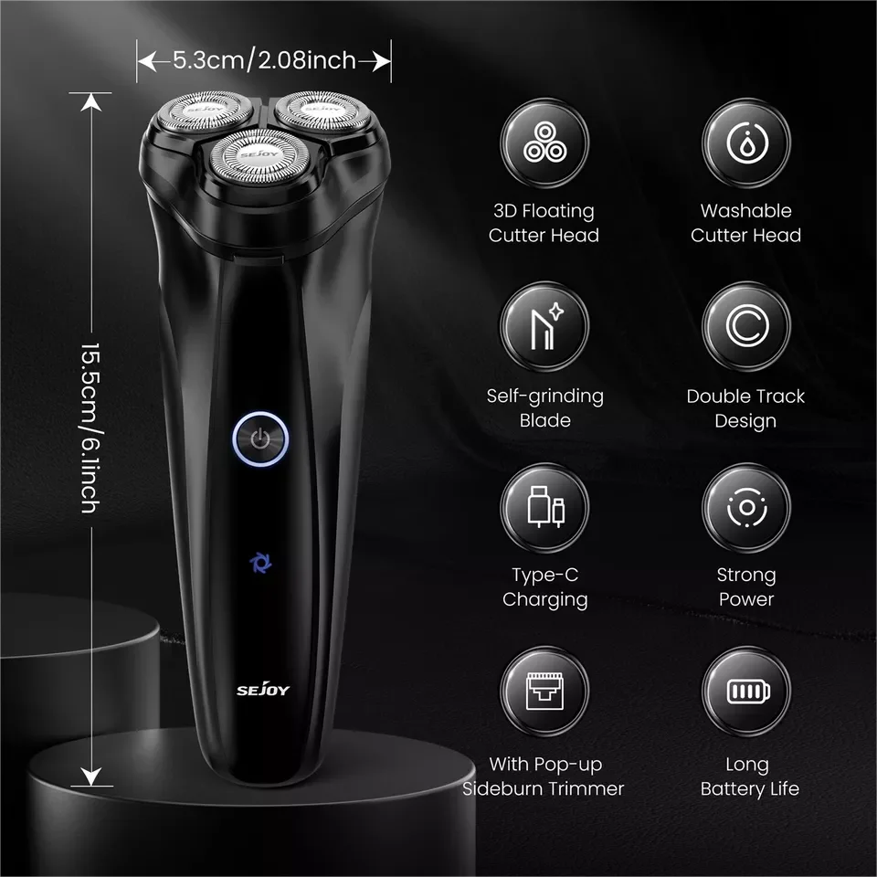 SEJOY Electric Razor 3D Rotary Shaver Pop-Up Beard Trimmer Rechargeable For Men hair clipper,electric shaver,hair trimmer,electric razor,rotary shaver