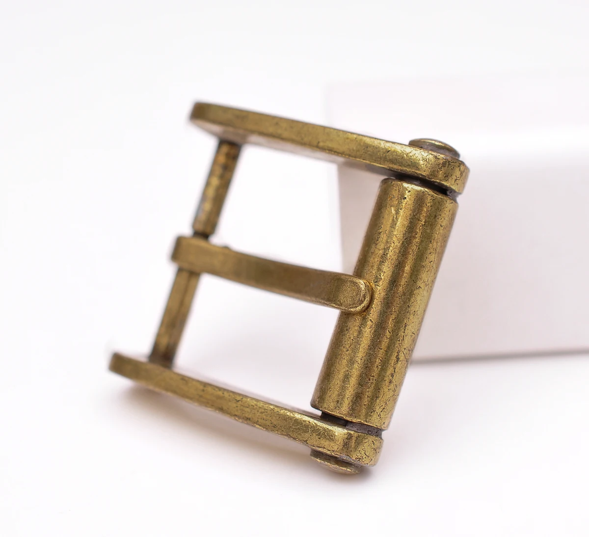 32Mm Novelty Heavy Mens Retro Solid Silver Single Prong End Bra Heel Bar Metal Roller Belt Buckle for Leathercraft