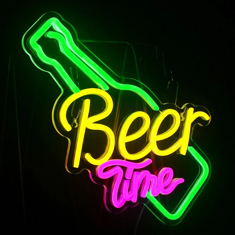 Beer Time Led Neon Sign USB Custom Bar Pub Restaurant Decorative Lamp Neon Home Wall Kitchen Personalized Decor Night Lights christmas magnets car lights refrigerator magnetic decals reflective holiday magnet santa kitchen snowman decor sticker fridge