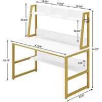 Computer Desk with Hutch, 47 inches Home Office Desk with Space Saving Design with Bookshelf for Small Spaces 2
