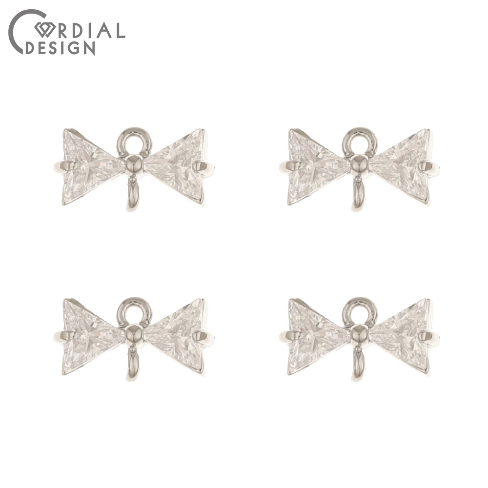 Cordial Design 100Pcs 7*12MM Jewelry Accessories/Hand Made/Connectors/CZ Charms/Bowknot Shape/DIY Making/Earring Findings - cordial