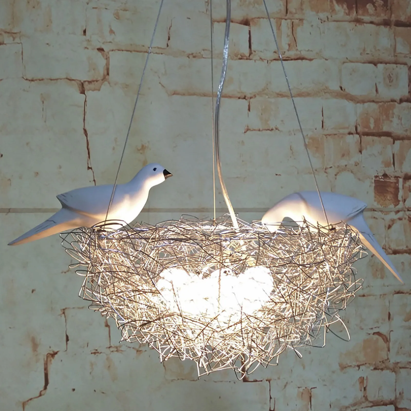 Indoor Farmhouse Creative Bird's Nest Chandelier Vintage Pendant Lights Chandelier Art Nouveau Height-Adjustable