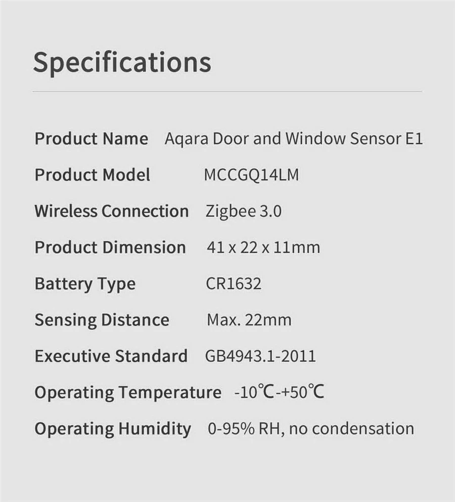 Door Window Sensor E1 ZigBee 3.0 MCCGQ14LM APP Remote Control For Smart Home Wor