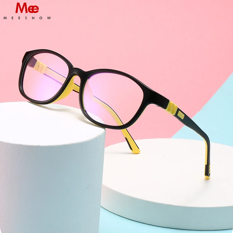 MEESHOW Kids Square Silicone Flexible Glasses Frame For Boy Girl 5-12y Ultralight Optical Eyeglasses With Sports Strap 8615