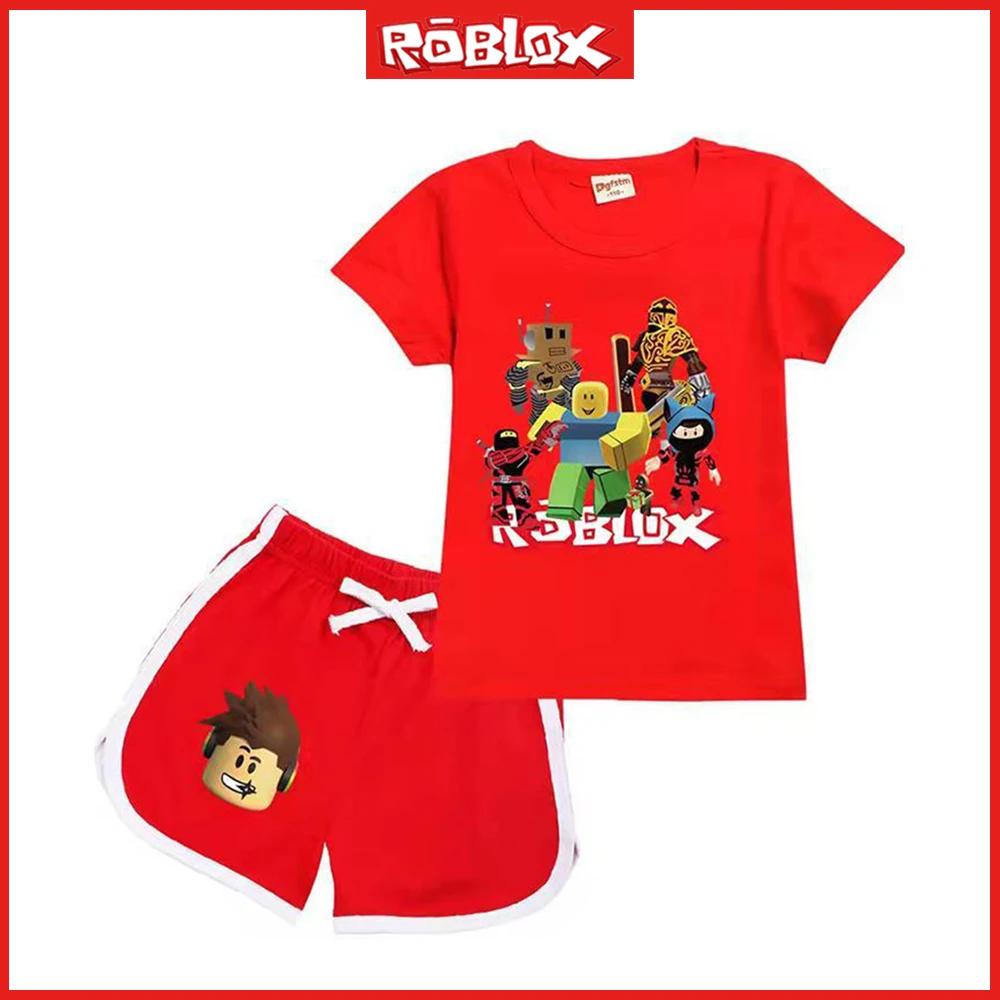 Roblox-Terno casual bidimensional para meninos e meninas, camiseta e shorts  infantis, anime de jogo envolvente, melhor presente, novo - AliExpress