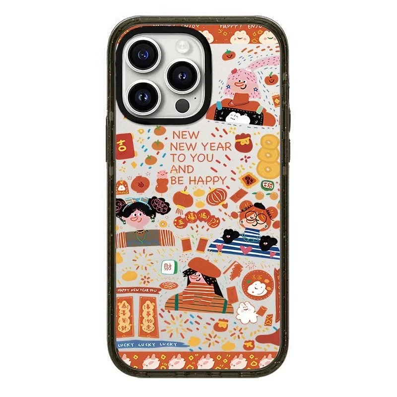 2.0 Version Acrylic Upgrade Border New Year Enjoy Phone Case Cover for IPhone 11 12 13 14 15 Pro Max Case for IPhone 15 Pro
