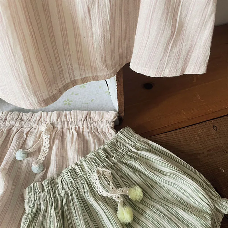 Cotton Baby Girls Striped Camisole Bloomers Set