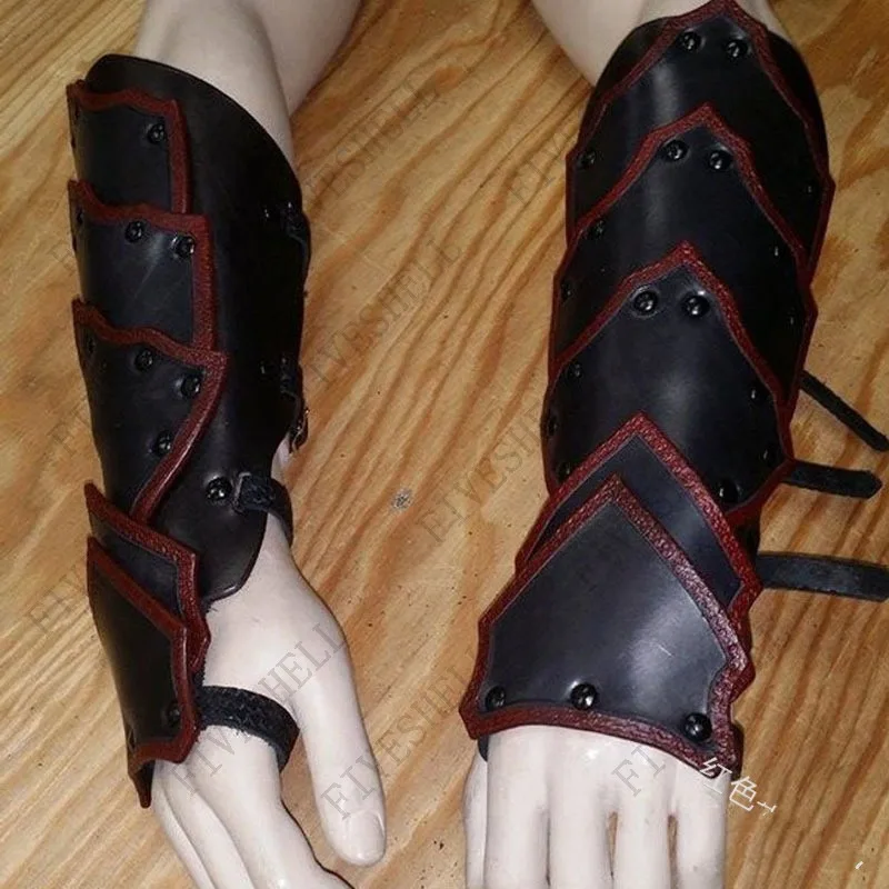 Steampunk Battle Cuff Guanti Costume Medievale Viking Arm Guard Armor Leather Dragon Scale Bracer Uomo Donna Pu Samurai Gauntlet