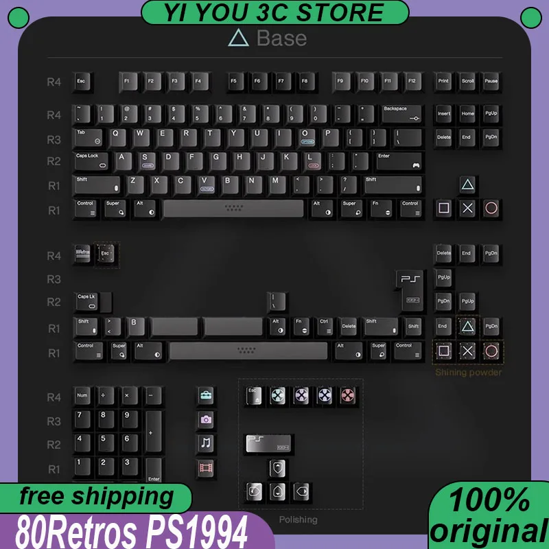 80Retros PS1994 Keycap Mechanical Gaming Keyboard PC Laptop