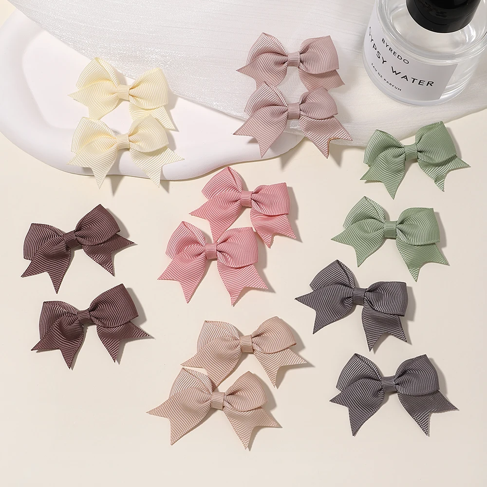 Headwear Children Hair Accessories 10Pcs/Set Solid Ribbon Bowknot Clips For Baby Girls Handmade Cute Bows Hairpin Barrettes