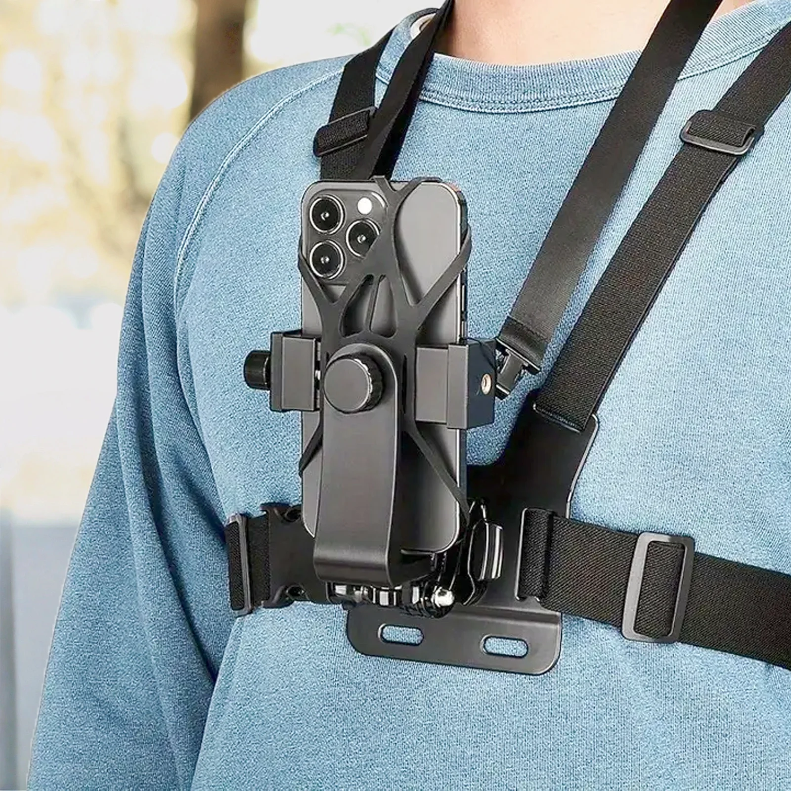 Adjustable Headband And Chest Band Shooting Stand for Mobile Phones And Action Cameras Compatible with GoPro DJI More