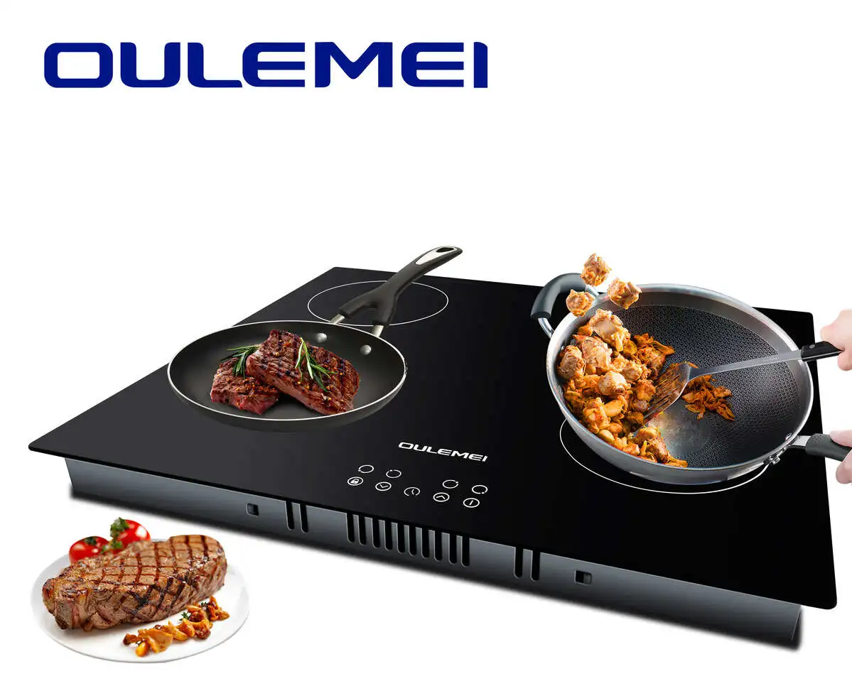 Premium Four-Zone Black Glass Ceramic Induction Cooktop Seamless Touch Control Stainless Steel Electric Stove Kitchen Use