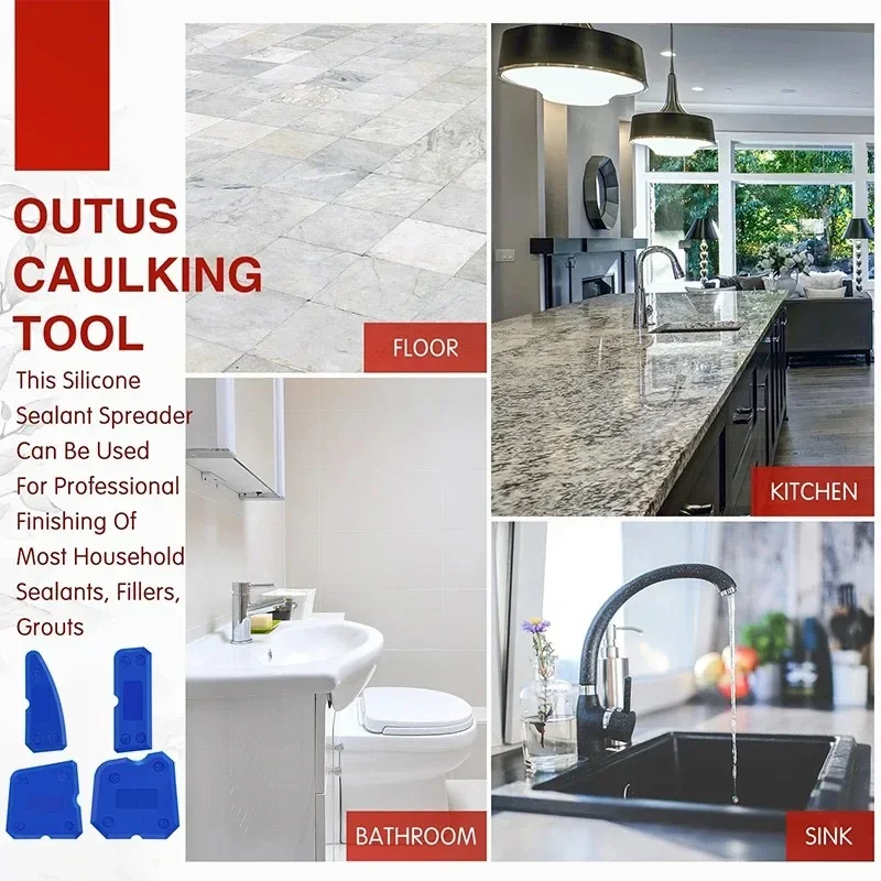 Caulking 4-piece Set of Silicone Sealant Finishing Tools Smooth Joints for Bathrooms and Kitchens