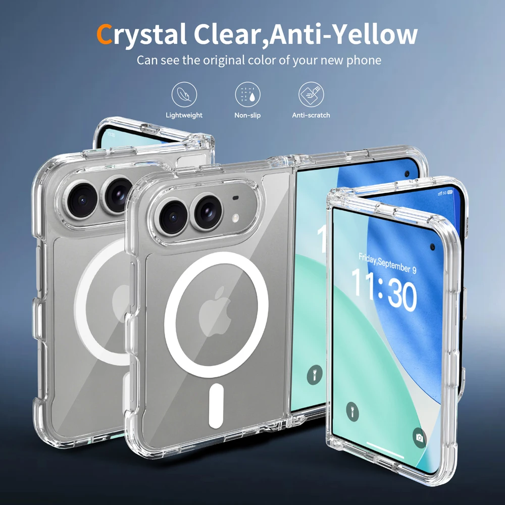 Enhanced Magnetic Clear Phone Case - Shockproof & Wireless Charging Compatible