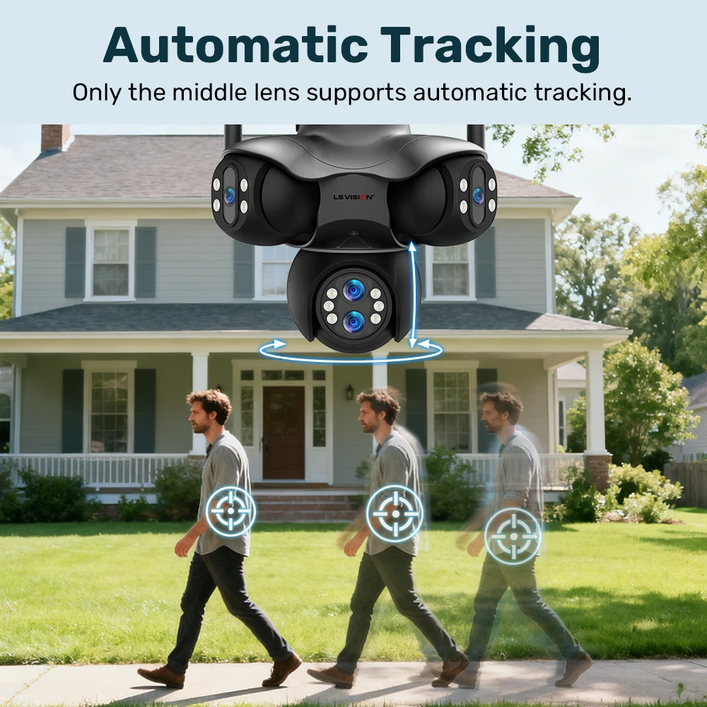 30MP Five Screens WiFi IP Camera 10X Optical Zoom PTZ Outdoor Security Camera Au