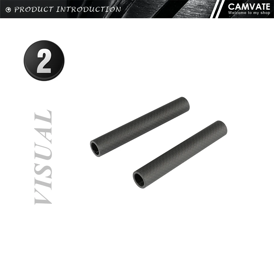 2PCS Carbon Fiber 15mm Rod (10CM Length ) For Follow Focus /Camera Cage/Matte Bo