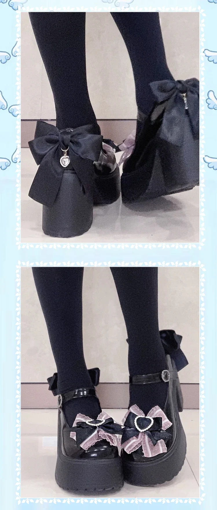 Mine Mass-Produced Bow Hot Girl Platform Shoes Japanese Lolita Rojita Bowknot Leather Pumps Cute Girls High Heels