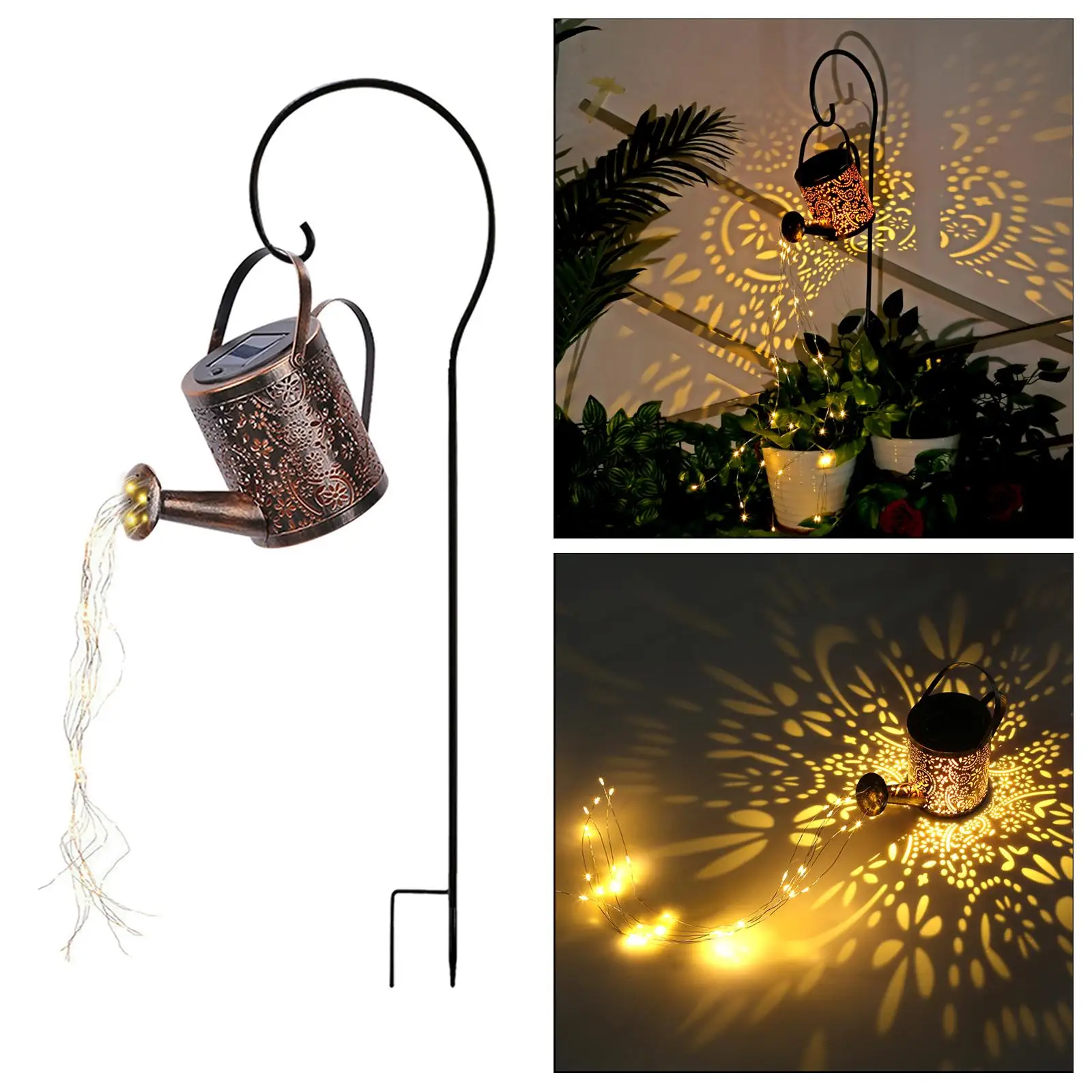 

LED Watering Can String Lights Outdoor Garden Art Waterfall Lamp