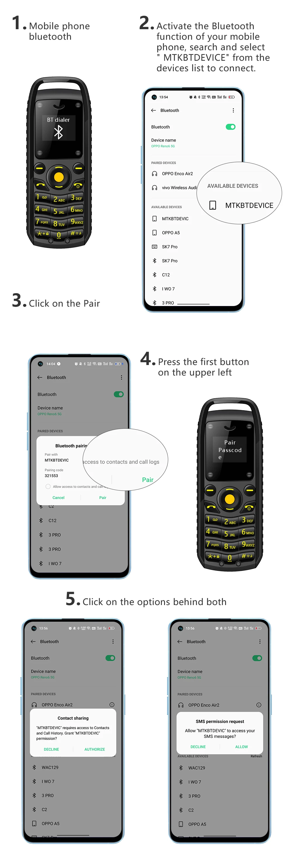 SERVO B25 Mini Feature Mobile Phone Bluetooth Dialing Blacklist Smallest Backup 2 SIM Super Small Cell Phone Wear around Ears