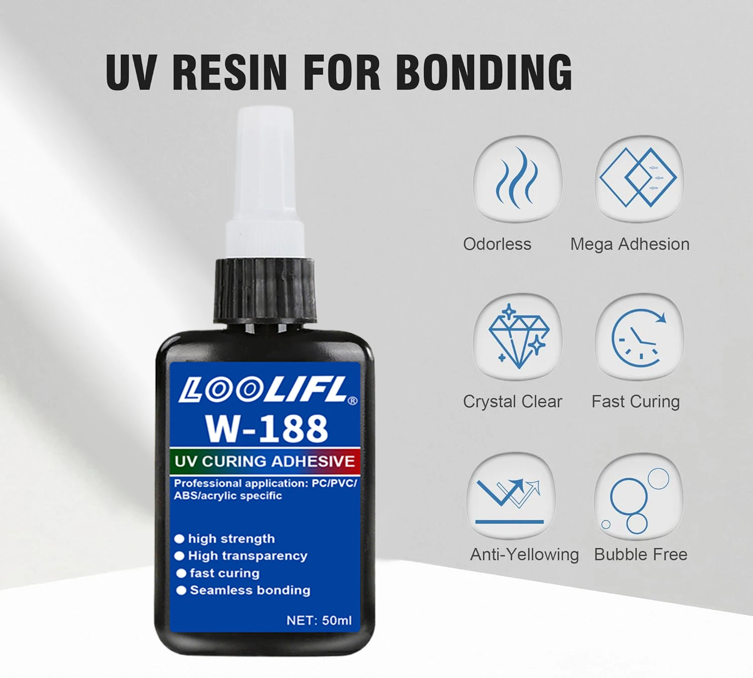 UV Resin Kit 50g with Light 5-second Fast Curing UV Glue for Jewelry Acrylic Glass Craft DIY