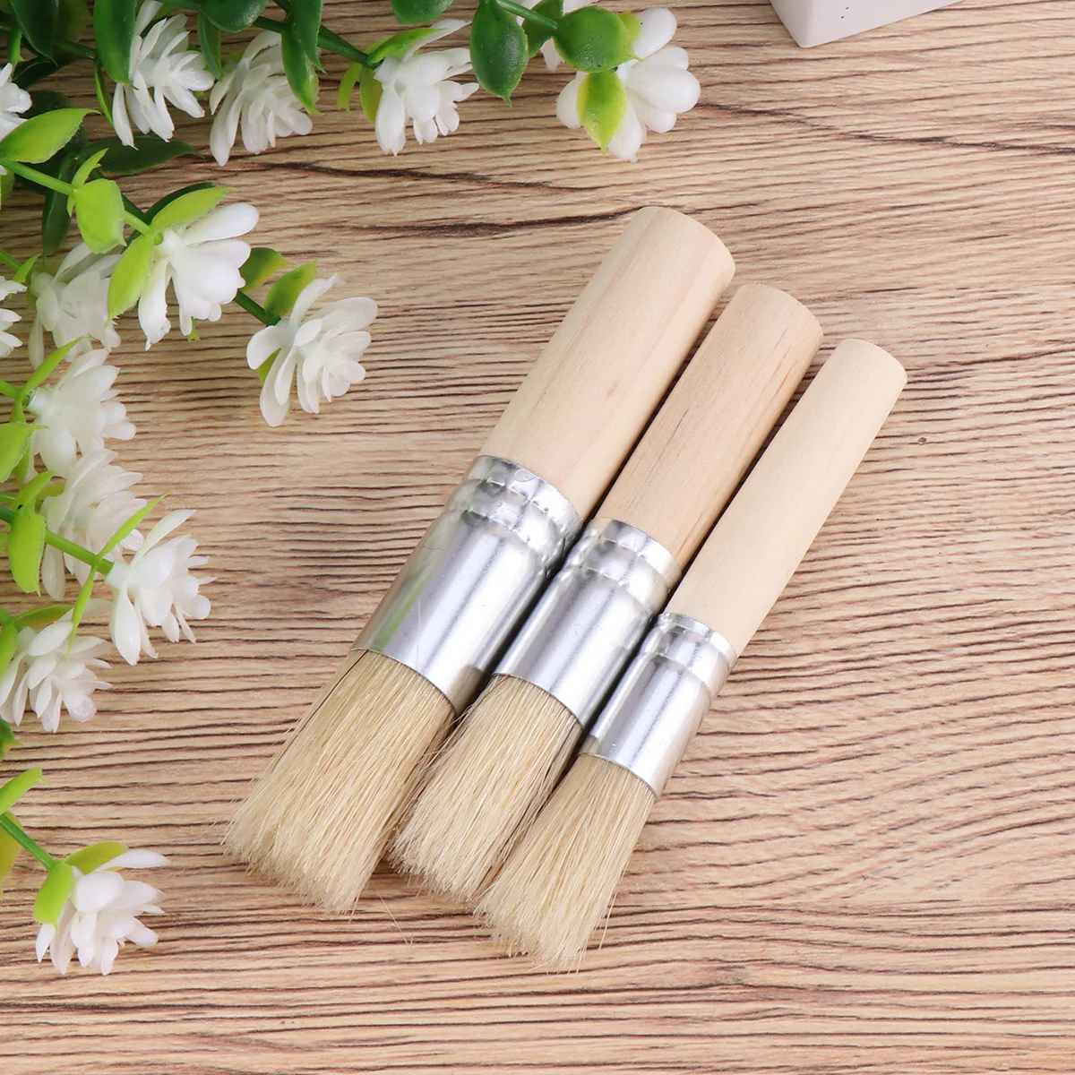 

3 Wooden Stencil Brush Chalk& Wax Brush Furnitur Dark or Clear Wax Home Decor Cabinets Stencils& Woods Vehicle Washing