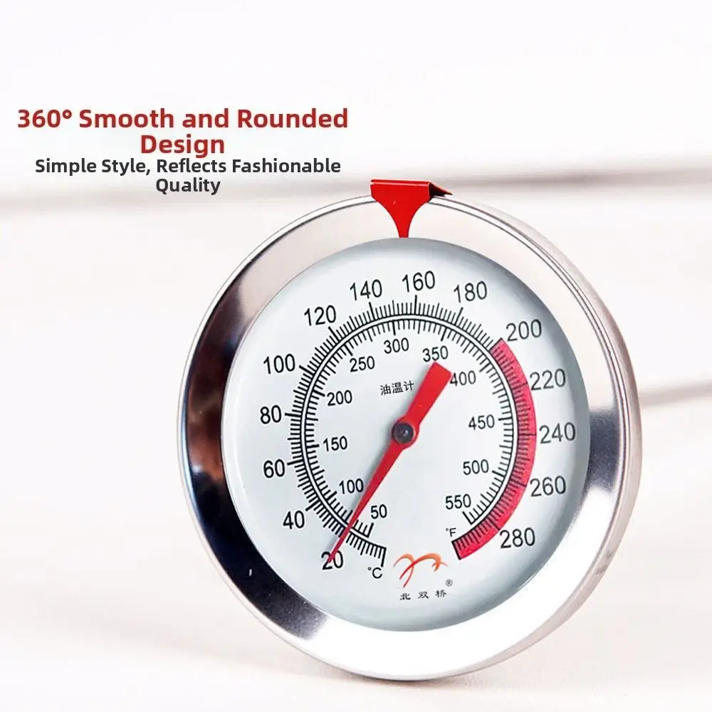 0~300℃ Kitchen Probe Thermomete Large Dial Stainless Steel Pointer Thermometer Precision Portable BBQ Thermometer Tester