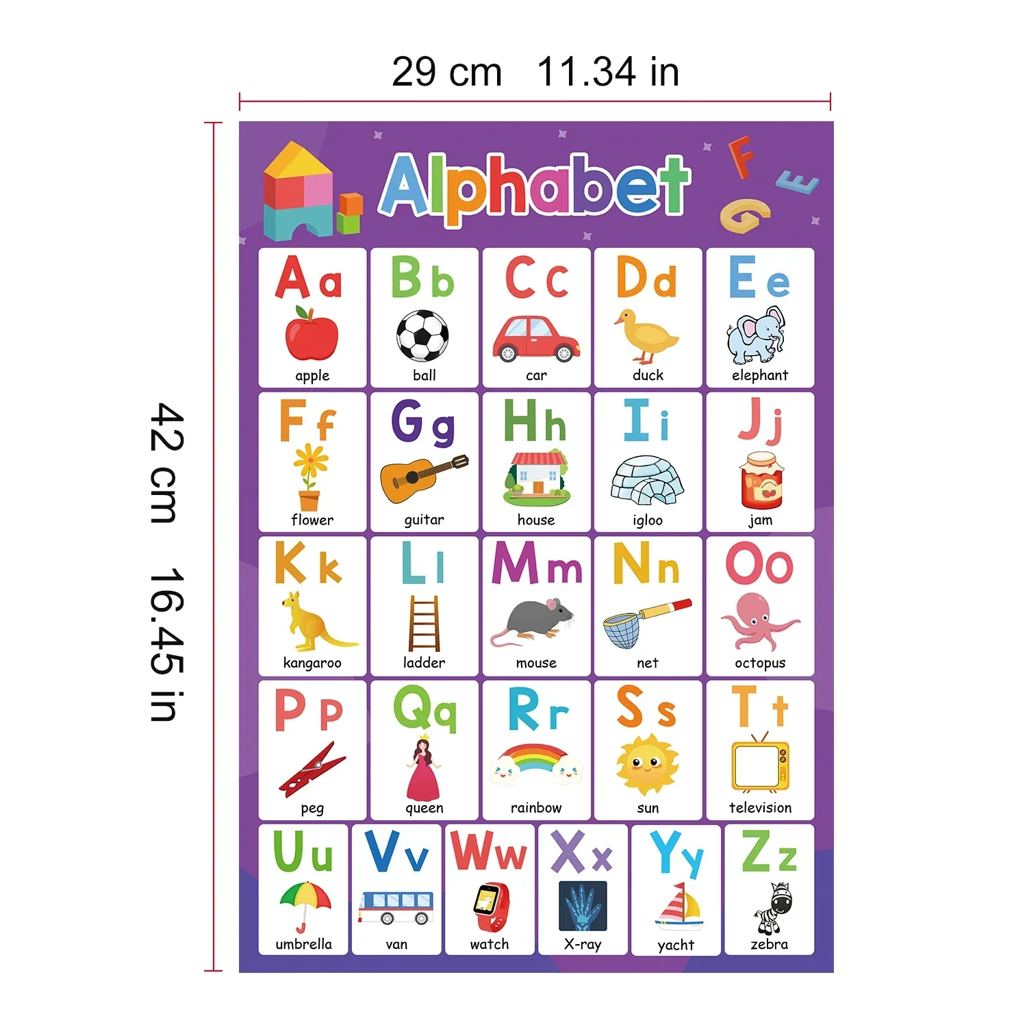 Abc Alphabet + Numbers 1~20 Poster Set Toddler Educational Charts Learning and Education Toy for Kid Baby Alphabet Montessori 2