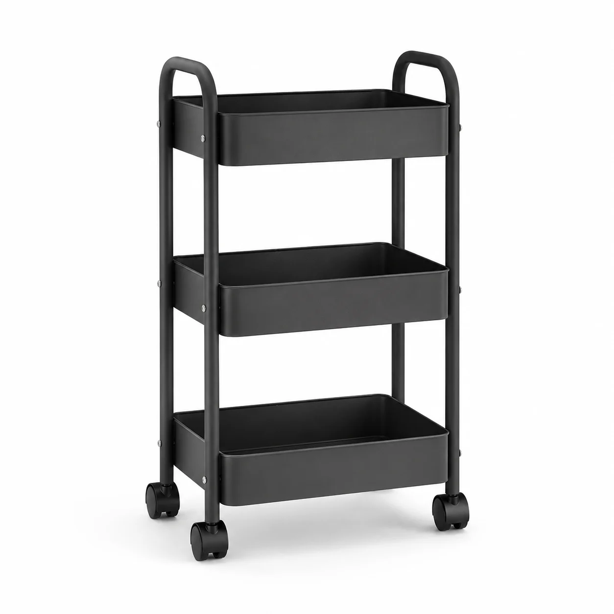 Carrello portaoggetti sottile a 3 ripiani, carrello multiuso in metallo alto 66 cm per cucina, bagno e lavanderia