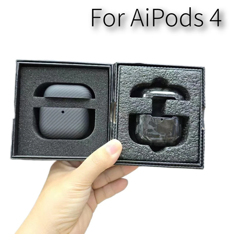 Fall Für AirPods 4 4th Carbon Fiber Fall Kopfhörer Drahtlose Bluetooth Schutzhülle Für AirPods 4 2024 Kopfhörer Abdeckung