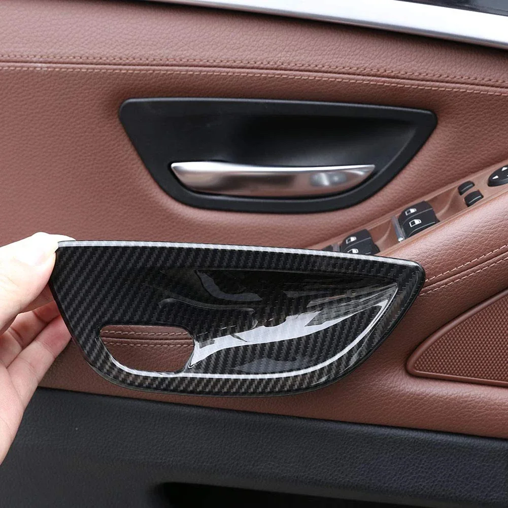 BMW F10 520 차량 도어 핸들 볼 커버 카본 파이버 도어 핸들 트림 자동차 실내 향상 카본 와이어 패턴 색상