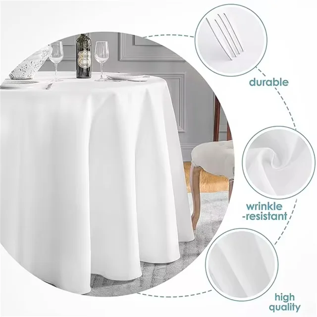 Nappes Rondes Blanches en Tissu Lisse, Couverture de Superposition, Grille de Table, Décoration d'Hôtel, de ixde Mariage, Plusieurs Tailles en Option, 145-335cm 3