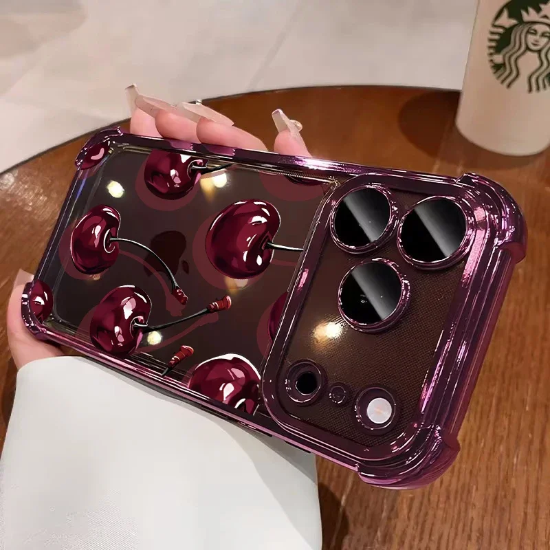Electroplated Burgundy Cherry Fruit Phone Case