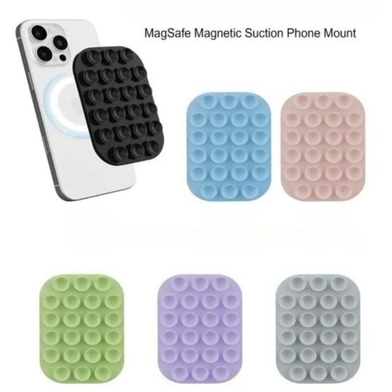 Magnetic Suction Cup Phone Mount with Removable Silicone Grip