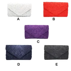 Lace Woman Shoulder Bag Portable Solid Color Stylish Fashionable Wedding Rectangular Ladies Envelope Pouch Clutches