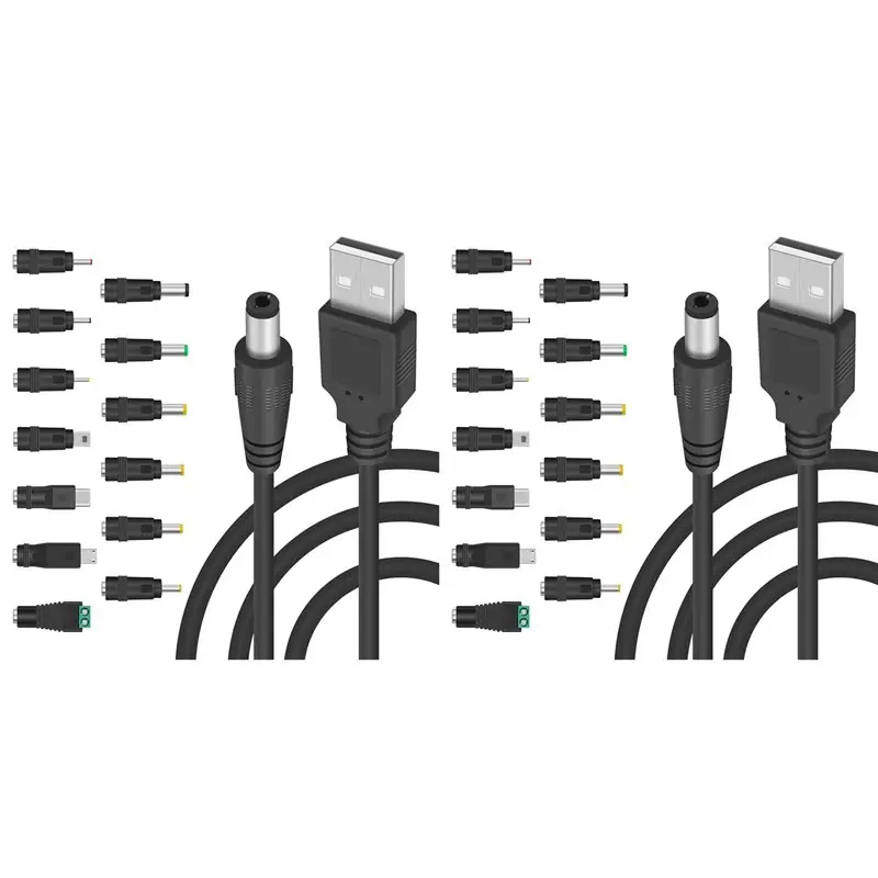 QWE-2X 5V DC 5.5 2.1Mm 잭 충전 케이블 전원 코드, USB-DC 전원..
