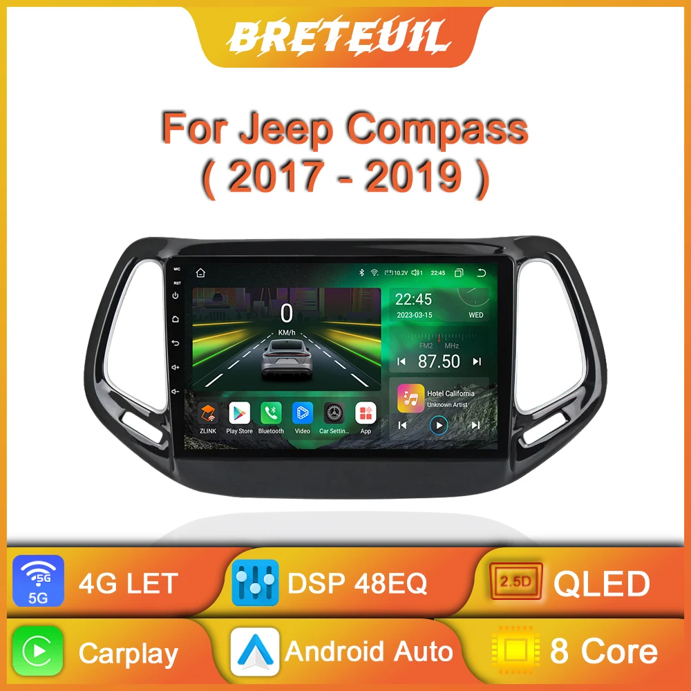 

Автомагнитола на Android для Jeep Compass 2 МП 2017 2018 2019 мультимедийный видеоплеер GPS навигация CarPlay сенсорный экран авто стерео