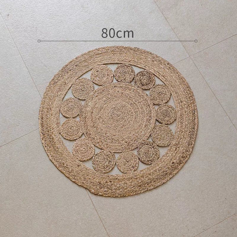 Woven Round Mat 100% Plants Carpets For Living Room Bedroom Decor Home Decoration Floor Mats Natural Rattan Grass Rugs 3