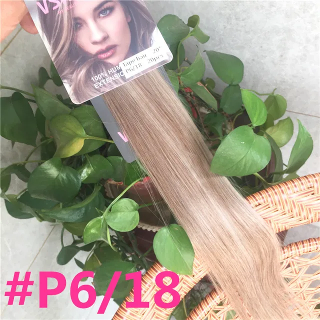 VSR PU Super Human Hair Tape In Extension Hair Style Double Drawn US Strong Adhesive Tape Human Hair Extensions For Salon P6 18