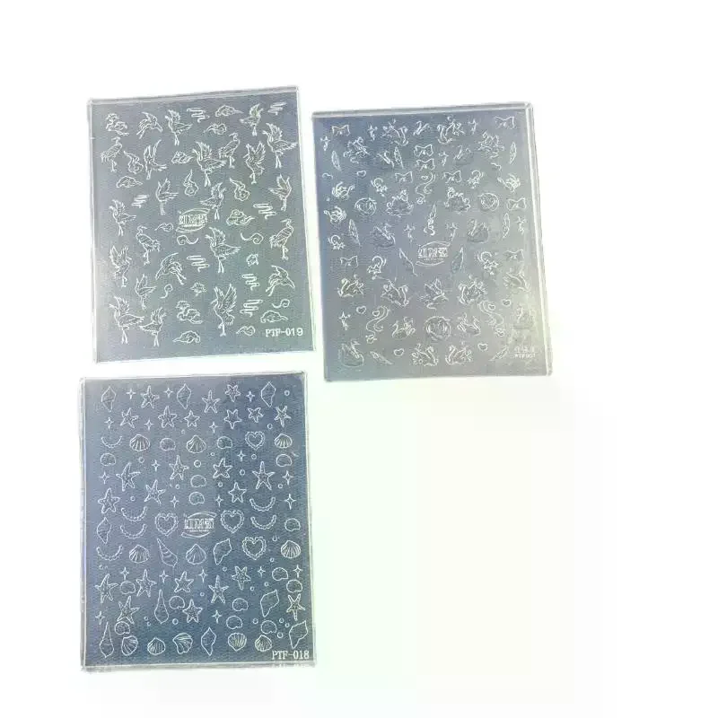 1Pcs Nails Mold Crane Swan Sea Star Conch Nail Art Templates 3D Silicone Relief DIY Nail Decoration Manicure Design Tools