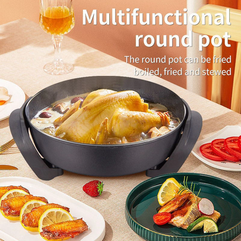 Electric Frying Pan MultiFunction Hot Pot With Steamer Large-Capacity Kitchen Tools and Non-stick Cooking Machine Househould BBQ