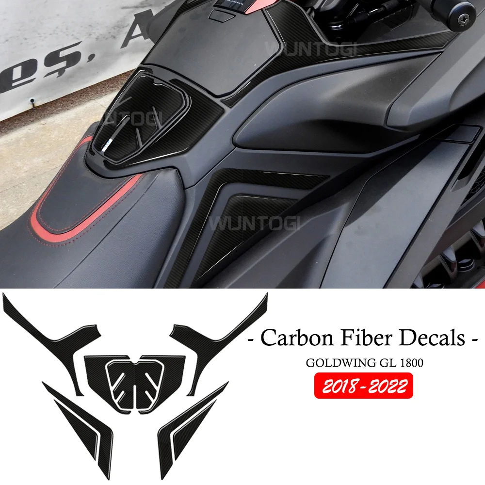 Gold Wing GL1800 Accessories Decorative Decals For Honda GoldWing 1800 GL 1800 2018-2022 3D Carbon Fiber Fuel Tank Stickers