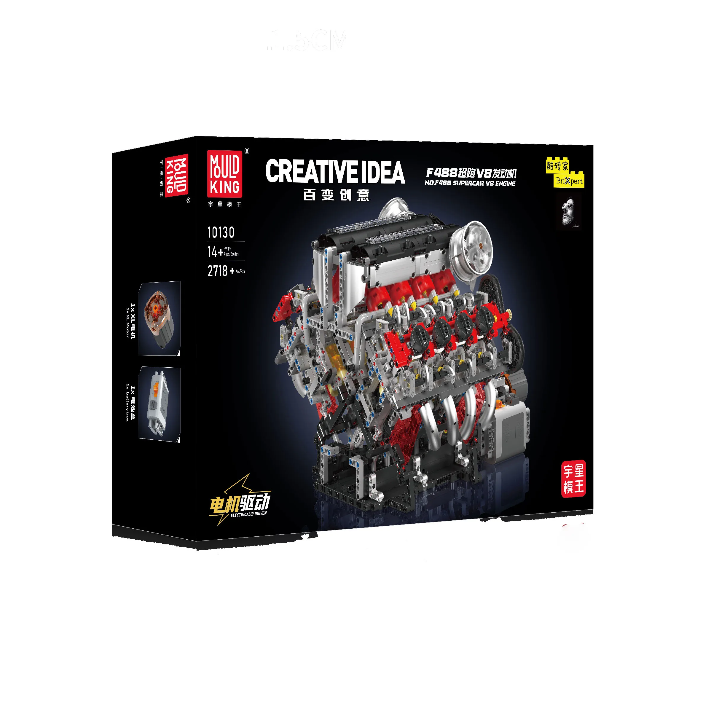 MOULD KING 10130 F488 Supercar V8 Engine Building Blocks Technical for Children Christmas Gift Cheap Bricks