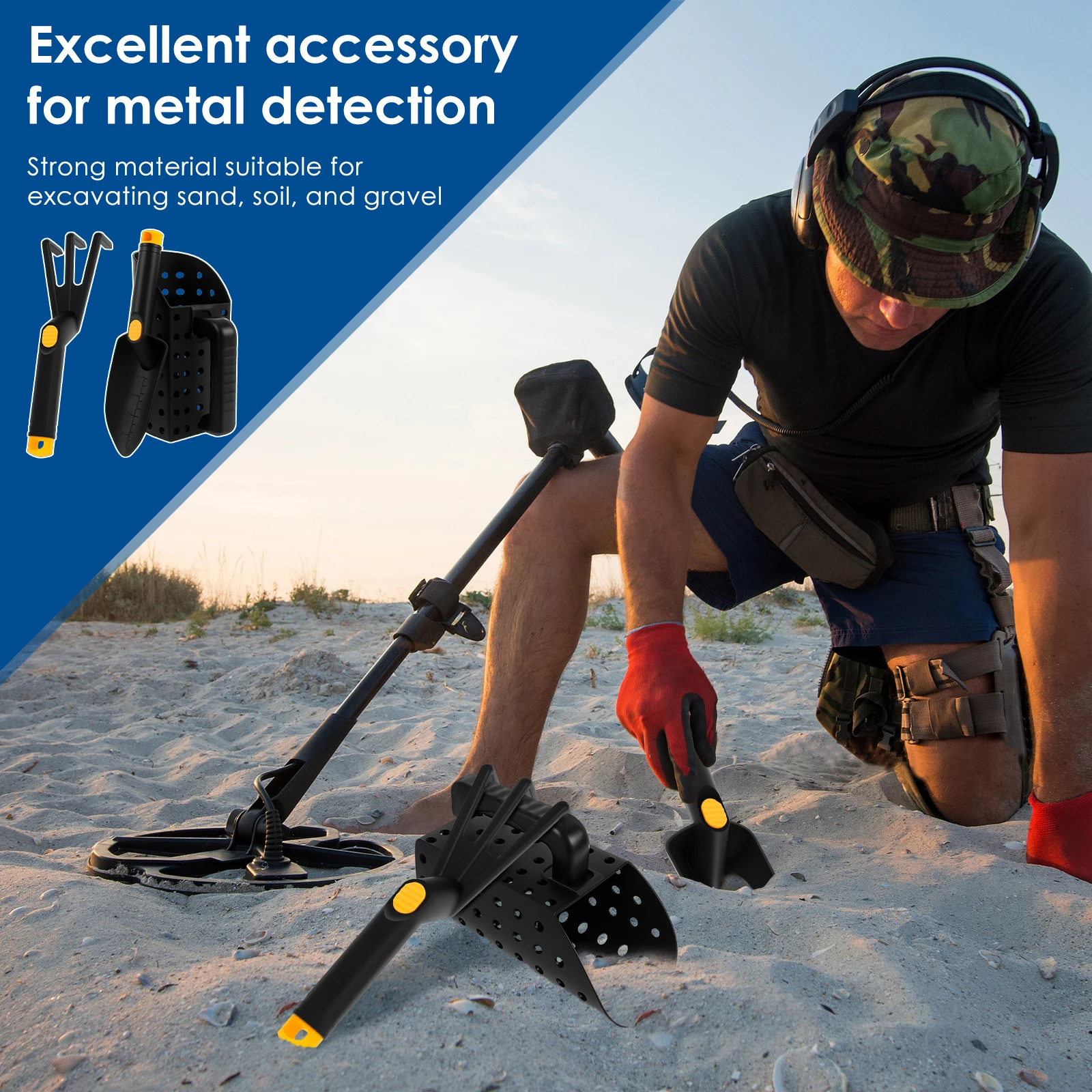 Metal Detector Sand Scoop Shovel Set for Beach Treasure Hunting