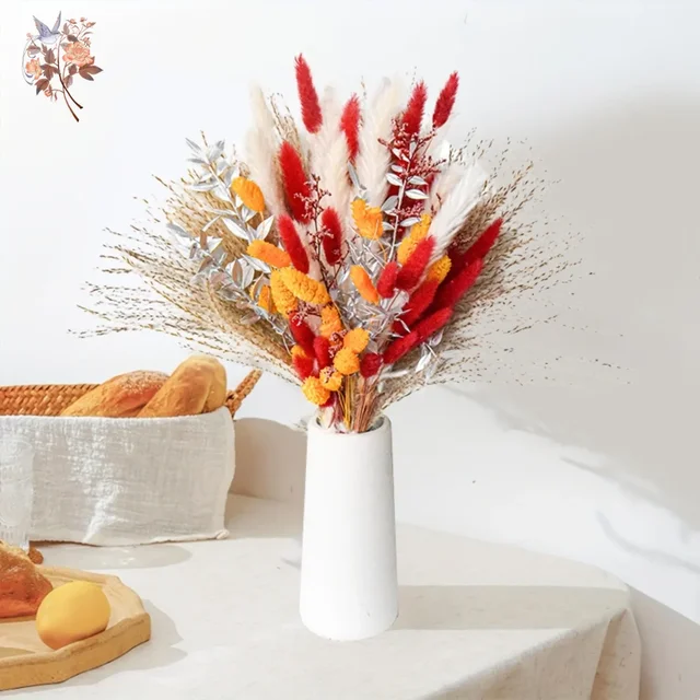 Natural Dried Pampas Bunny Rabbit Tail Grass Christmas Bouquet