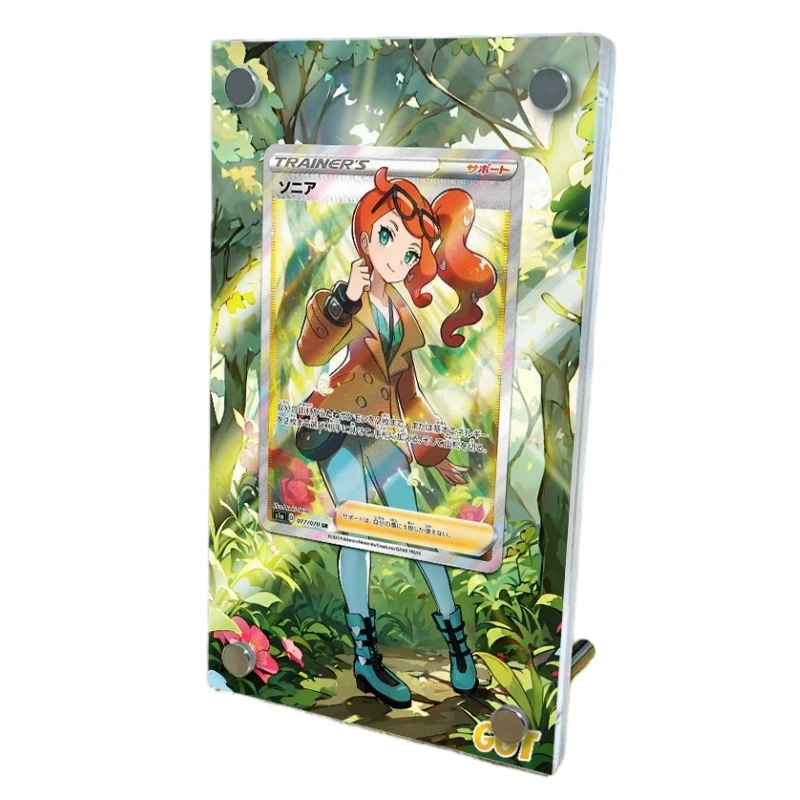 

PTCG Pokemon Sonia Animation Characters Extended Painting Acrylic Card Bricks Display Stand Anime Classics Game Collection Toy